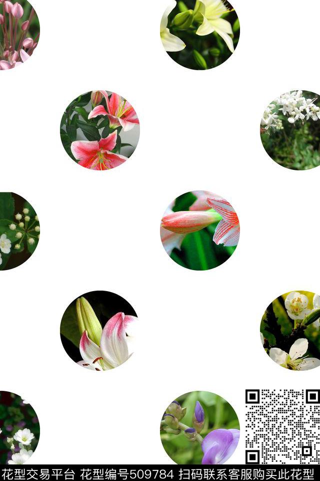 花卉清新散花数码印花华亿平台下载（图片编号: 509784） - 瓦栏（Walan）