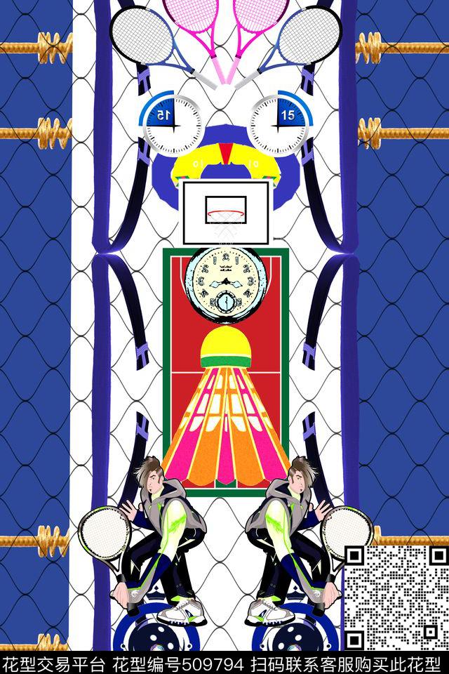 定位球拍网格数码印花华亿平台下载（图片编号: 509794） - 瓦栏（Walan）