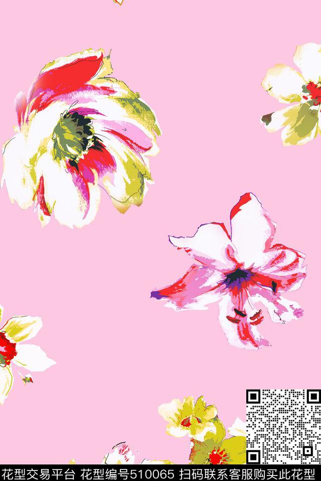 传统印花手绘水彩花卉花卉传统印花华亿平台下载（图片编号: 510065） - 瓦栏（Walan）