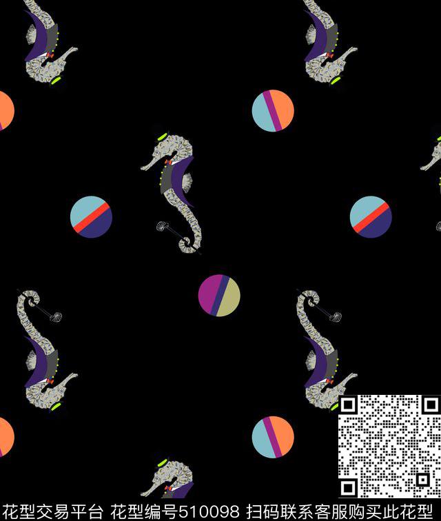 卡通海马小球卡通传统印花华亿平台下载（图片编号: 510098） - 瓦栏（Walan）