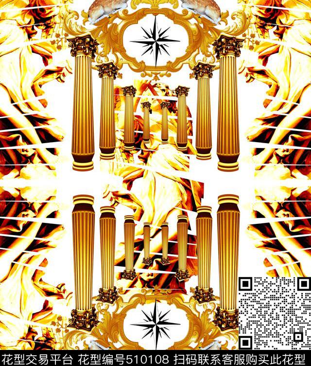 石膏像石柱麋鹿数码印花华亿平台下载（图片编号: 510108） - 瓦栏（Walan）