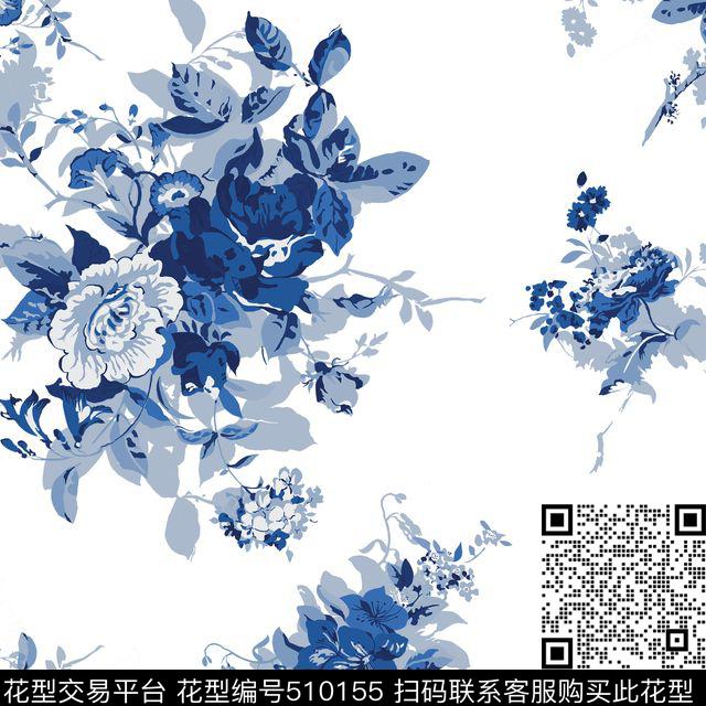 花卉流行时尚田园数码印花华亿平台下载（图片编号: 510155） - 瓦栏（Walan）