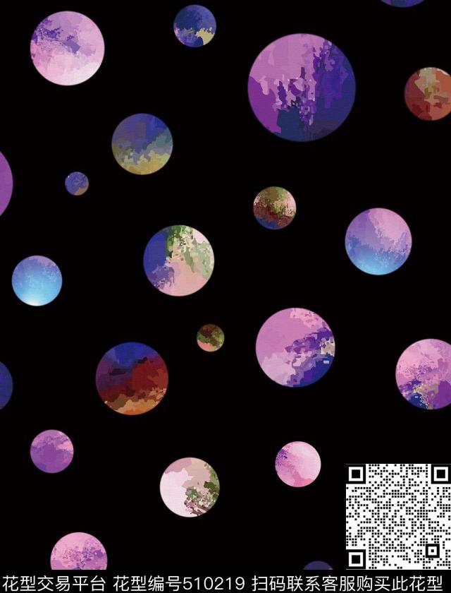 彩色圆时尚潮流休闲数码印花华亿平台下载（图片编号: 510219） - 瓦栏（Walan）