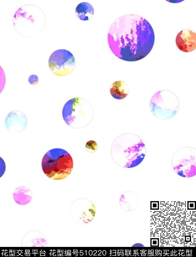 彩色圆时尚潮流休闲数码印花华亿平台下载（图片编号: 510220） - 瓦栏（Walan）