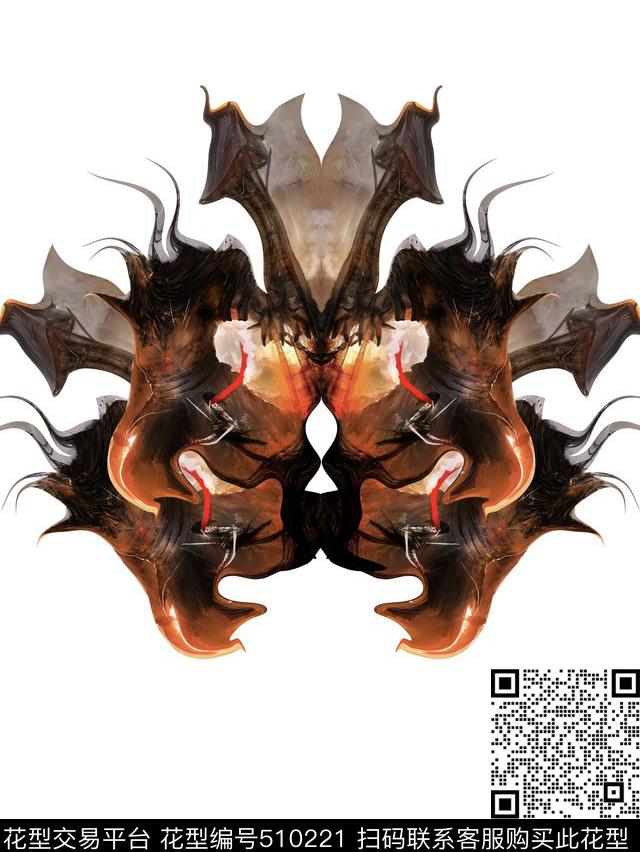 抽象火焰男装华亿平台数码印花华亿平台下载（图片编号: 510221） - 瓦栏（Walan）