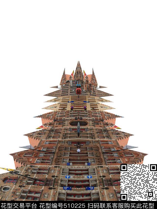 建筑抽象男装华亿平台数码印花华亿平台下载（图片编号: 510225） - 瓦栏（Walan）