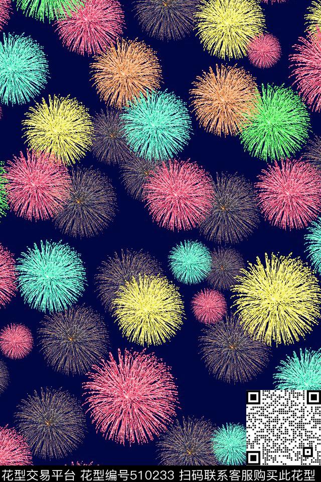休闲抽象烟花传统印花华亿平台下载（图片编号: 510233） - 瓦栏（Walan）