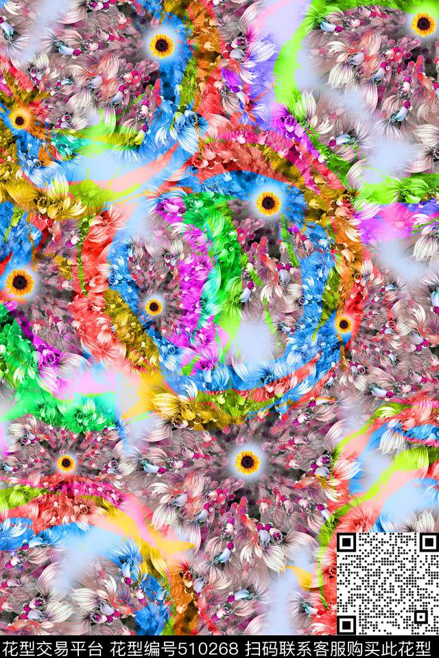 休闲金鱼抽象元素数码印花华亿平台下载（图片编号: 510268） - 瓦栏（Walan）