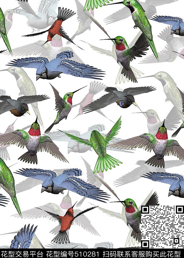 动物飞行的鸟鸟数码印花华亿平台下载（图片编号: 510281） - 瓦栏（Walan）
