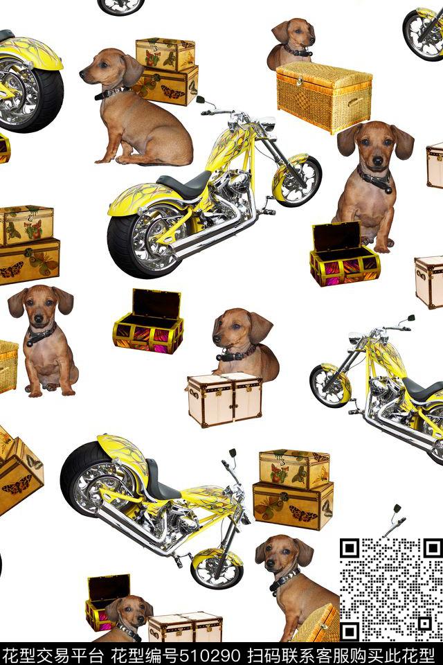 潮流宠物哈雷摩托车数码印花华亿平台下载（图片编号: 510290） - 瓦栏（Walan）