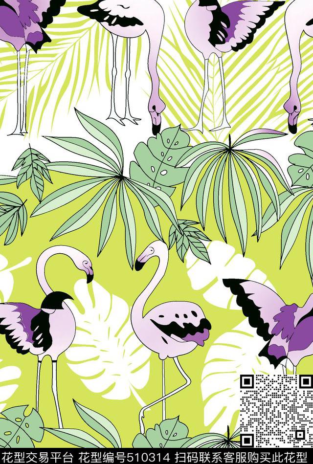 原创动物优雅数码印花华亿平台下载（图片编号: 510314） - 瓦栏（Walan）