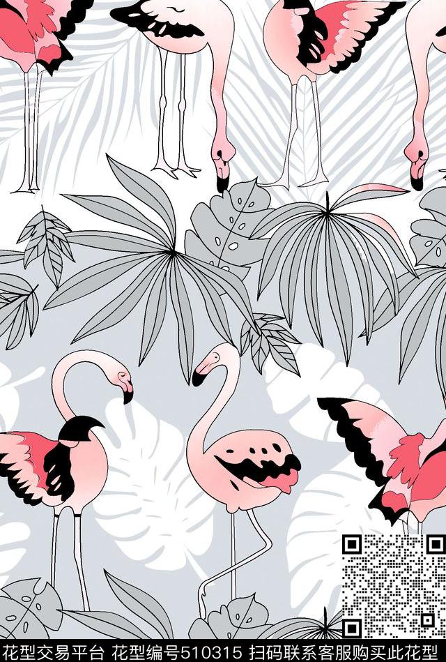 原创动物优雅数码印花华亿平台下载（图片编号: 510315） - 瓦栏（Walan）