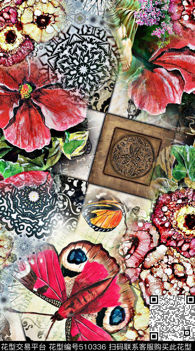 创意油画拼贴数码印花华亿平台下载（图片编号: 510336） - 瓦栏（Walan）