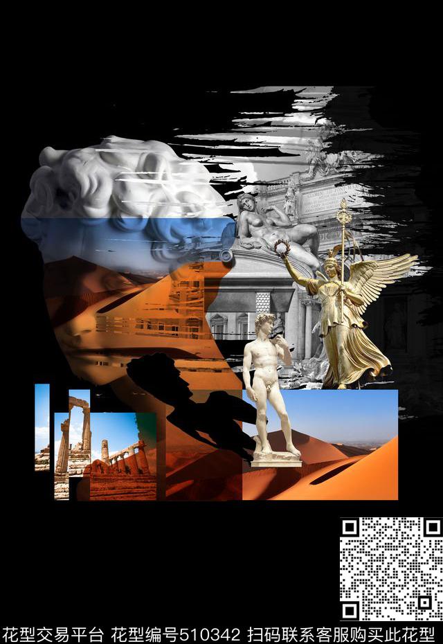 潮流时尚抽象印花定位大卫数码印花华亿平台下载（图片编号: 510342） - 瓦栏（Walan）