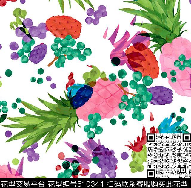 菠萝女装葡萄数码印花华亿平台下载（图片编号: 510344） - 瓦栏（Walan）