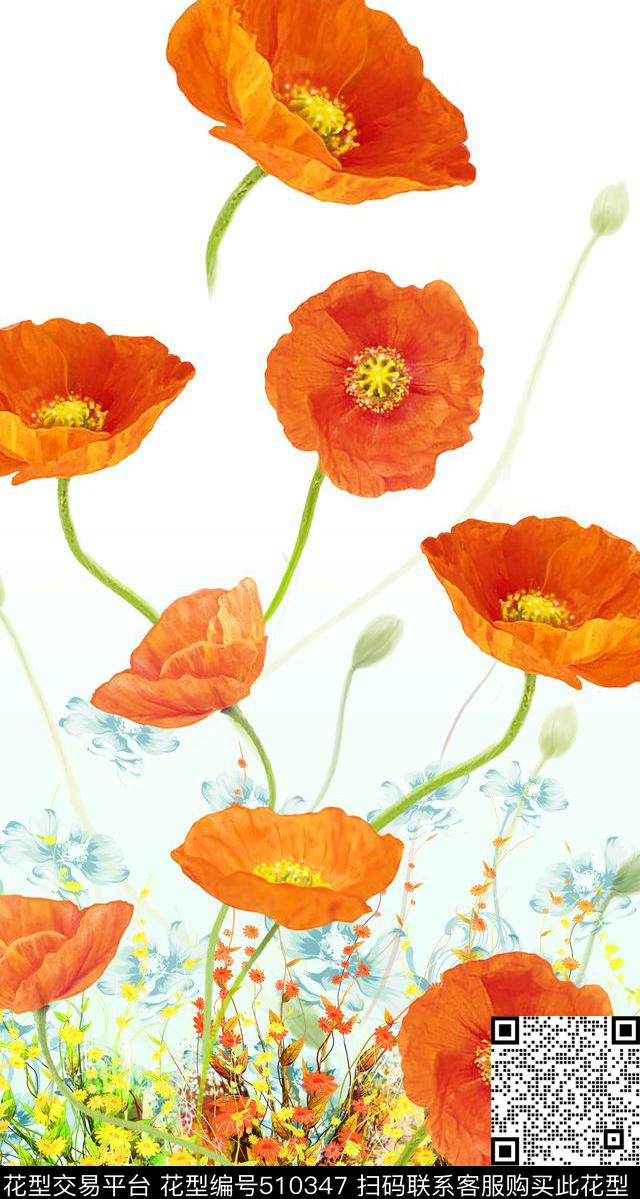 数码定位花卉小花大花花卉数码印花华亿平台下载（图片编号: 510347） - 瓦栏（Walan）