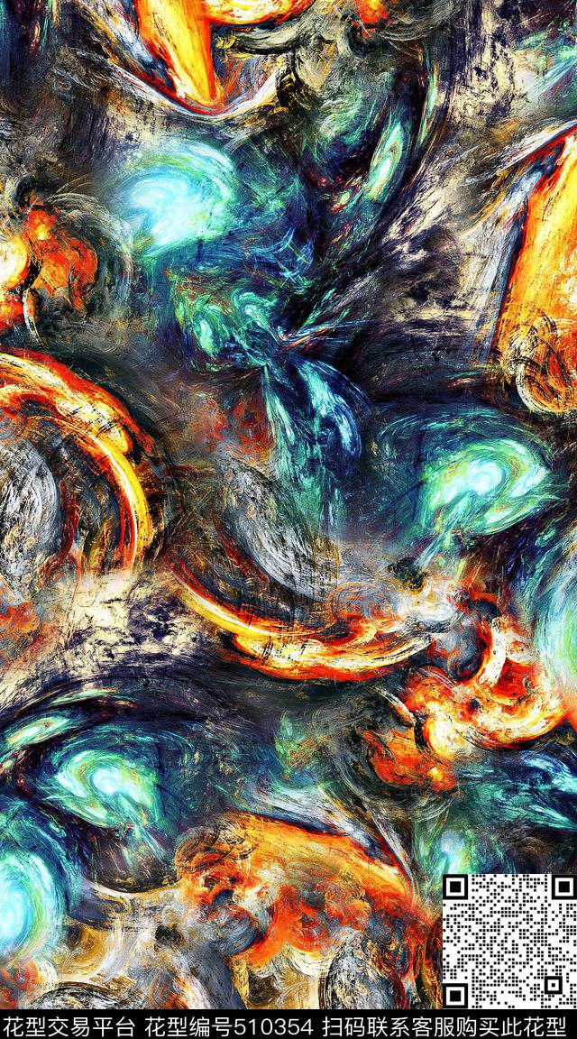 抽象线条机理数码印花华亿平台下载（图片编号: 510354） - 瓦栏（Walan）