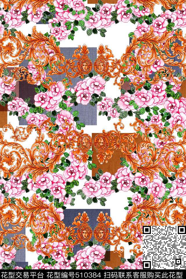 格子几何时尚数码印花华亿平台下载（图片编号: 510384） - 瓦栏（Walan）