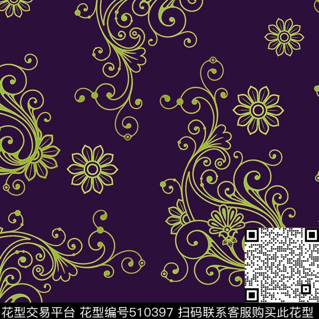 复古家纺欧式花纹传统印花华亿平台下载（图片编号: 510397） - 瓦栏（Walan）