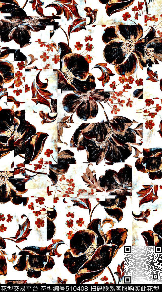 线条不规则拼接数码印花华亿平台下载（图片编号: 510408） - 瓦栏（Walan）