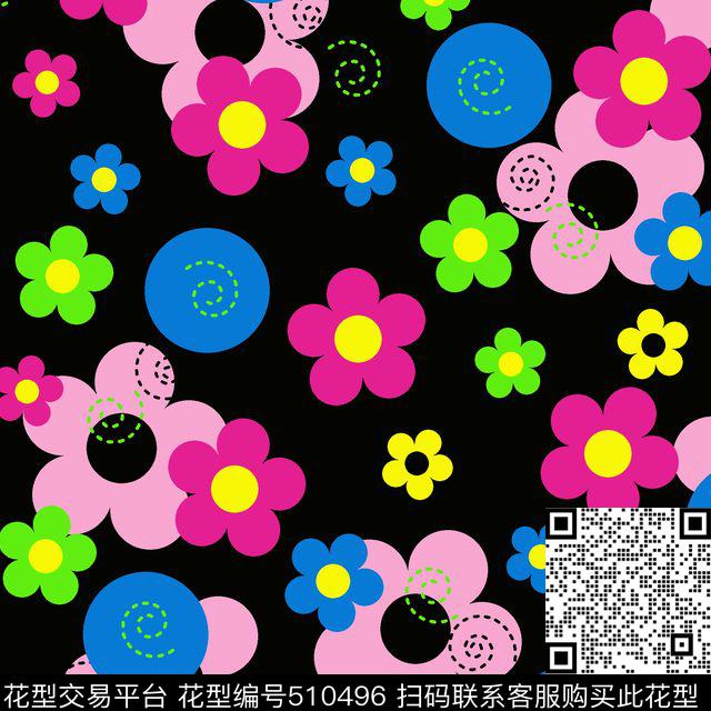 童装卡通朵朵花儿童面料华亿平台传统印花华亿平台下载（图片编号: 510496） - 瓦栏（Walan）