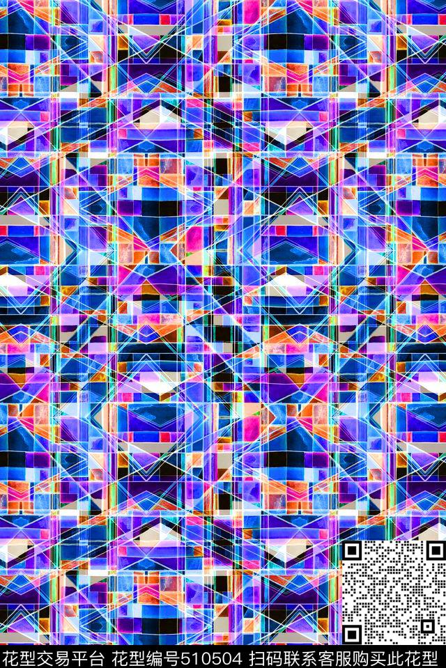 格子几何条纹空间感数码印花华亿平台下载（图片编号: 510504） - 瓦栏（Walan）