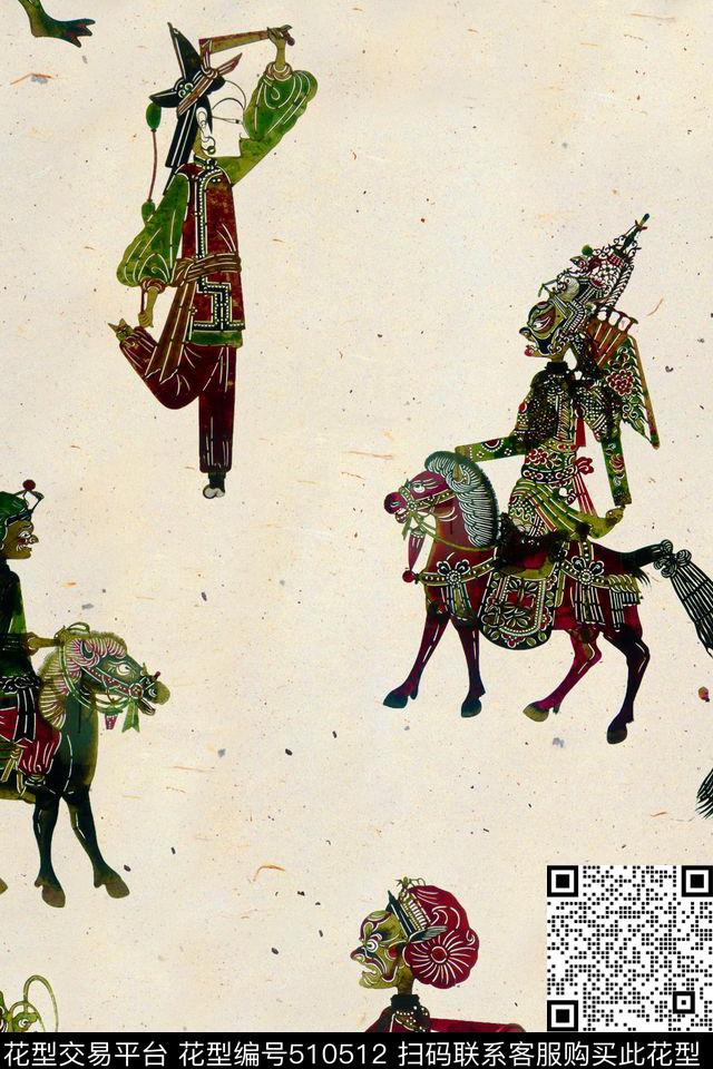 传统流行时尚皮影数码印花华亿平台下载（图片编号: 510512） - 瓦栏（Walan）