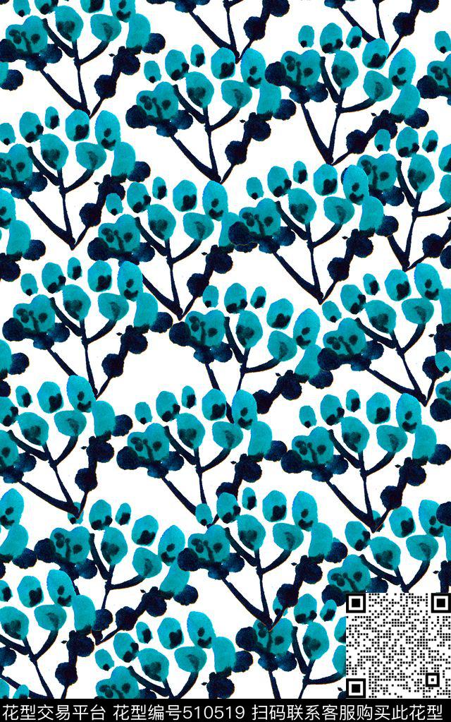 手绘水彩小碎花数码印花华亿平台下载（图片编号: 510519） - 瓦栏（Walan）