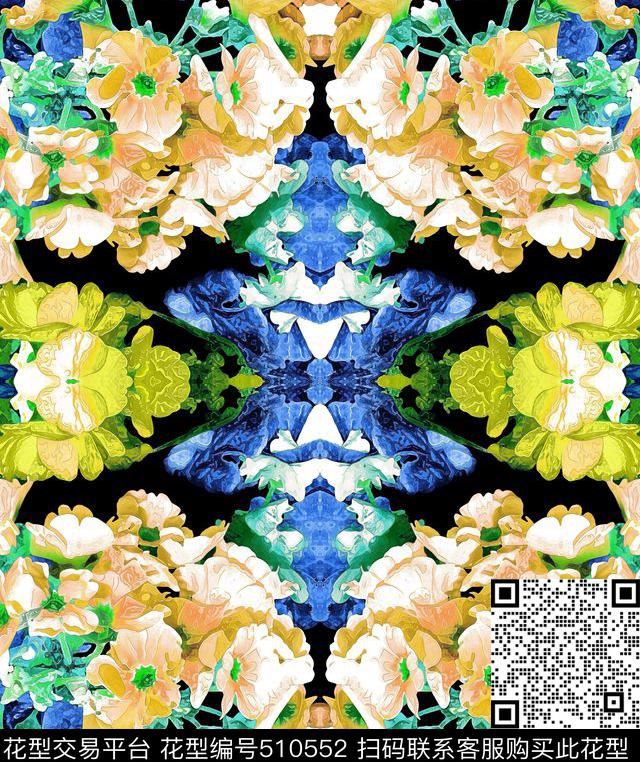 现代花卉时装数码印花华亿平台下载（图片编号: 510552） - 瓦栏（Walan）