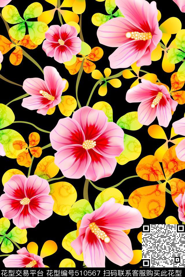 满版花卉百合数码印花华亿平台下载（图片编号: 510567） - 瓦栏（Walan）