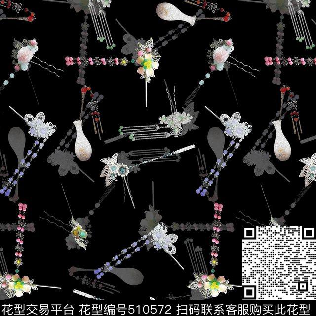 复古发髻秋冬华亿平台数码印花华亿平台下载（图片编号: 510572） - 瓦栏（Walan）