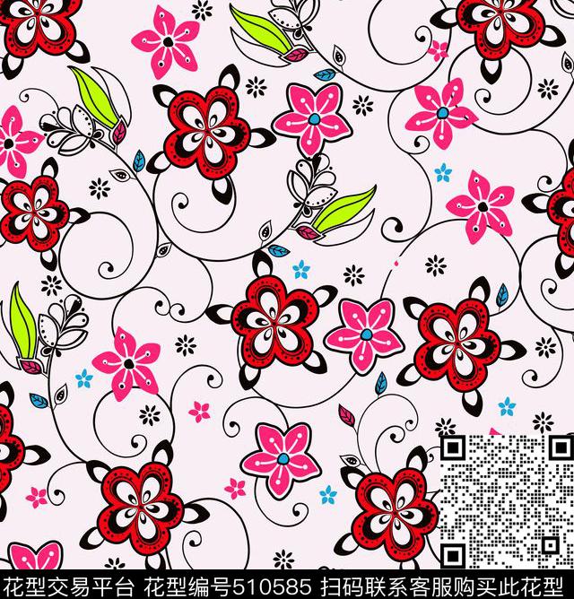 童装卡通白底小花童装面料华亿平台传统印花华亿平台下载（图片编号: 510585） - 瓦栏（Walan）