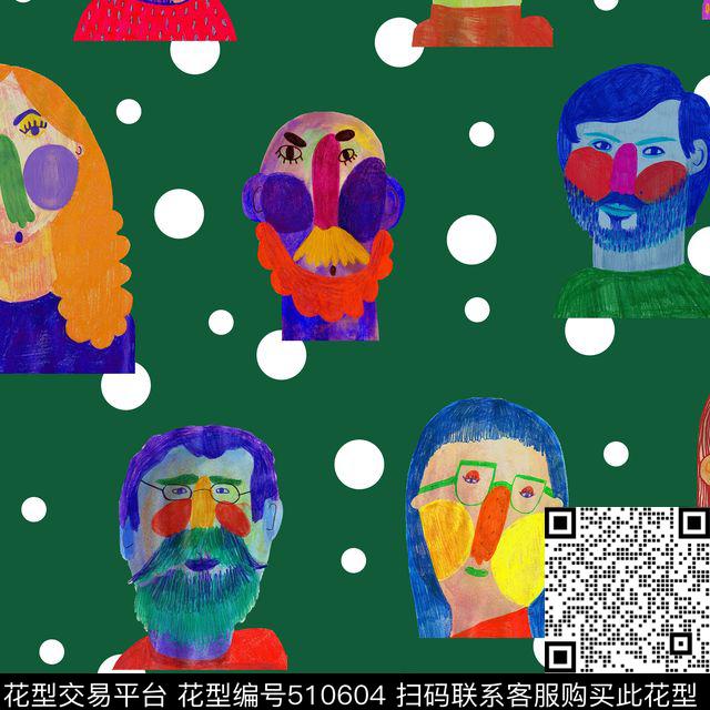 大胆色彩趣味人物数码印花华亿平台下载（图片编号: 510604） - 瓦栏（Walan）