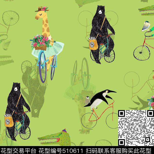 动物单车清新华亿平台数码印花华亿平台下载（图片编号: 510611） - 瓦栏（Walan）