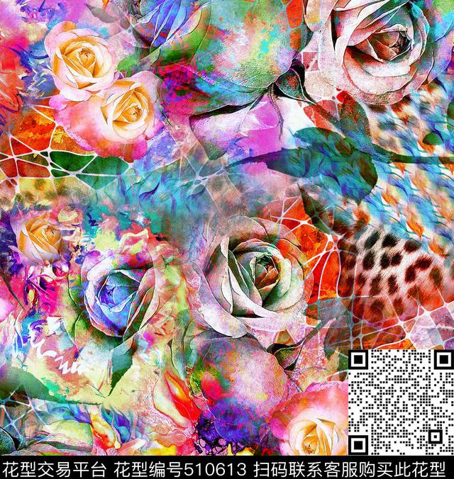 大牌潮流抽象休闲数码印花华亿平台下载（图片编号: 510613） - 瓦栏（Walan）