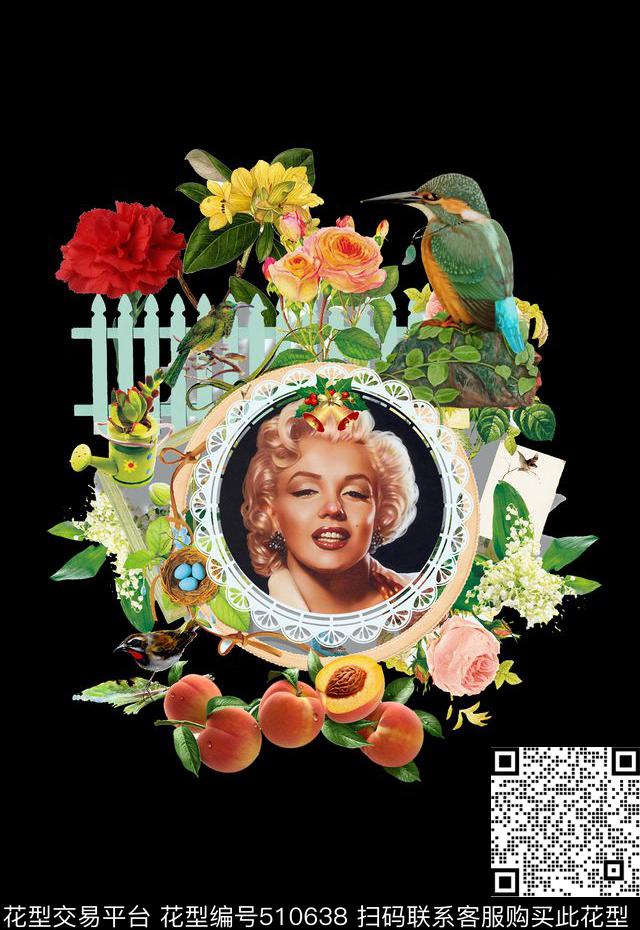 潮流定位女装潮流时尚定位梦露数码印花华亿平台下载（图片编号: 510638） - 瓦栏（Walan）