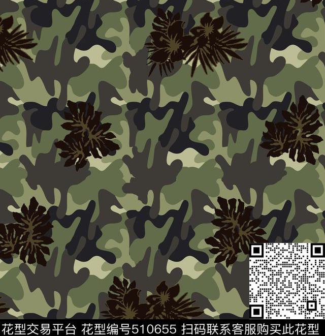 军装迷彩花卉迷彩花卉结合传统印花华亿平台下载（图片编号: 510655） - 瓦栏（Walan）
