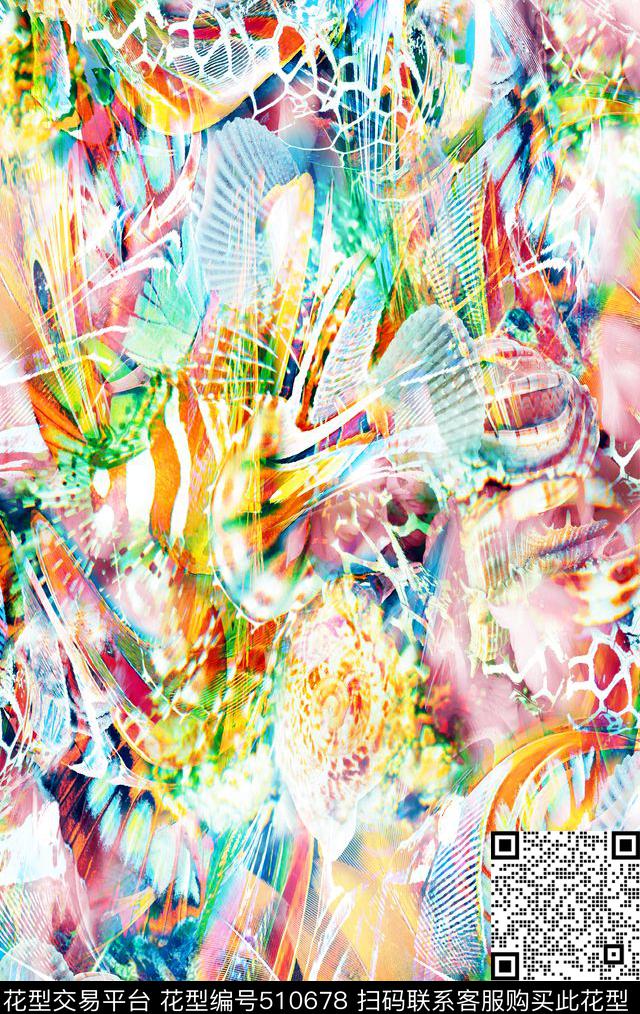 时尚梦幻抽象数码印花华亿平台下载（图片编号: 510678） - 瓦栏（Walan）