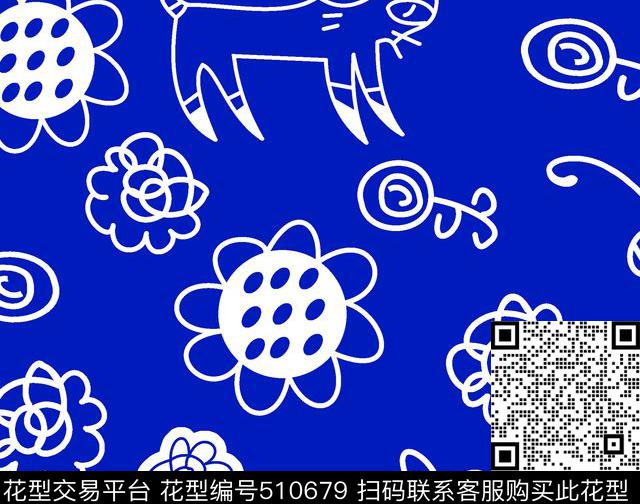 几何卡通猫传统印花华亿平台下载（图片编号: 510679） - 瓦栏（Walan）