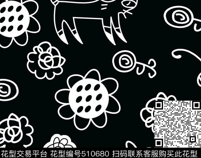 现代几何猫传统印花华亿平台下载（图片编号: 510680） - 瓦栏（Walan）