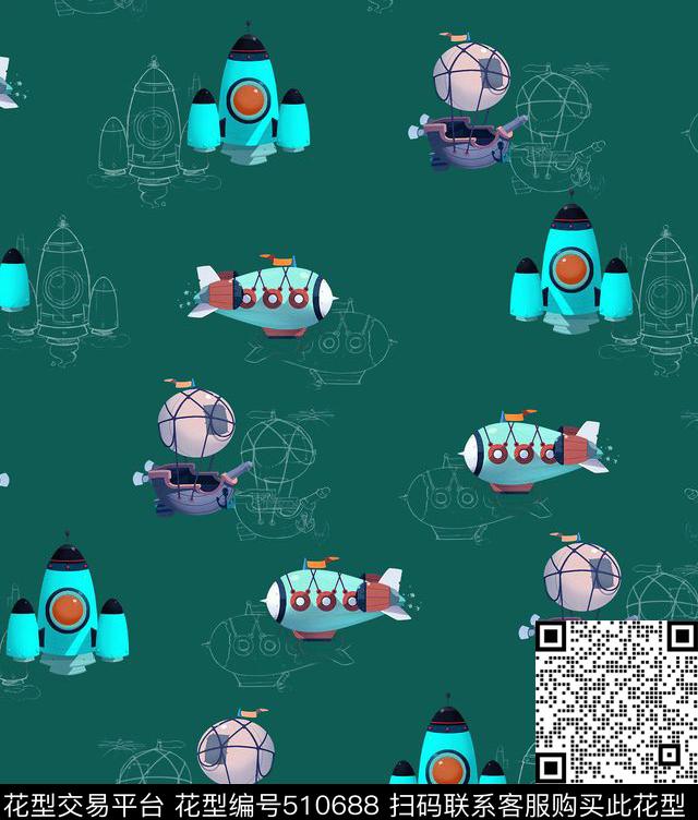 导弹飞机几何手绘数码印花华亿平台下载（图片编号: 510688） - 瓦栏（Walan）