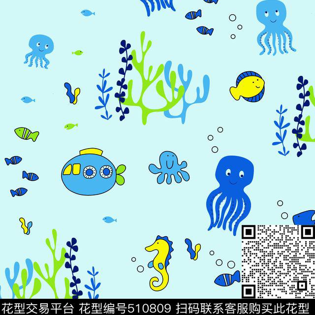 童装卡通海底小世界童装面料华亿平台传统印花华亿平台下载（图片编号: 510809） - 瓦栏（Walan）