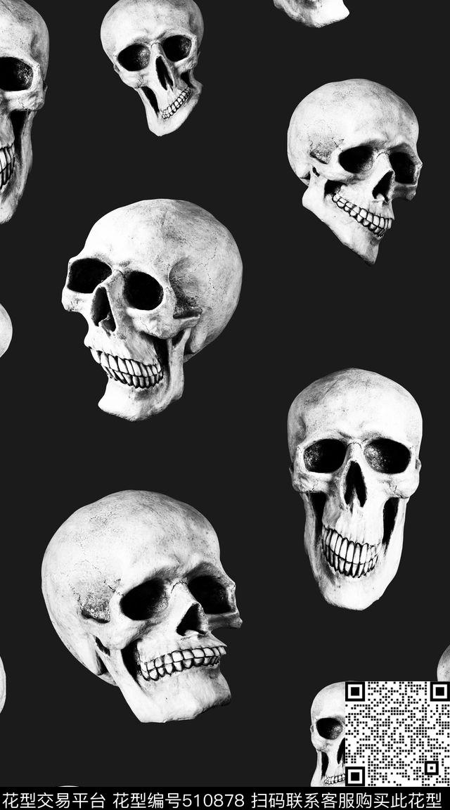 创意骷髅恶搞数码印花华亿平台下载（图片编号: 510878） - 瓦栏（Walan）