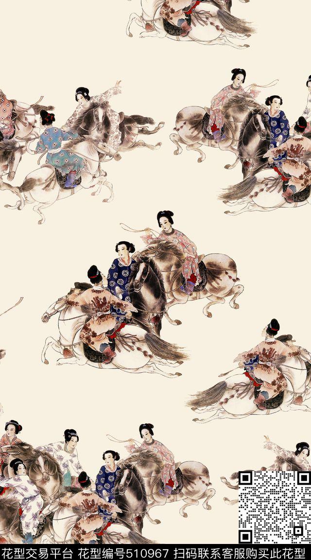 大牌手绘复古数码印花华亿平台下载（图片编号: 510967） - 瓦栏（Walan）