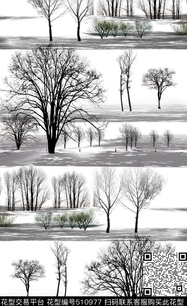 大树枯树树数码印花华亿平台下载（图片编号: 510977） - 瓦栏（Walan）