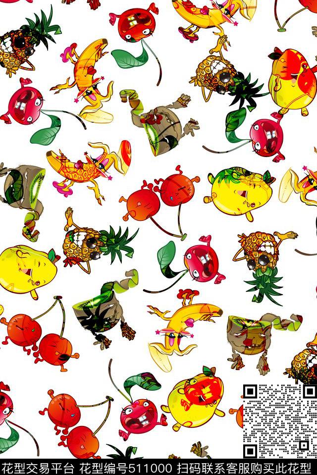 卡通Q版水果数码印花华亿平台下载（图片编号: 511000） - 瓦栏（Walan）