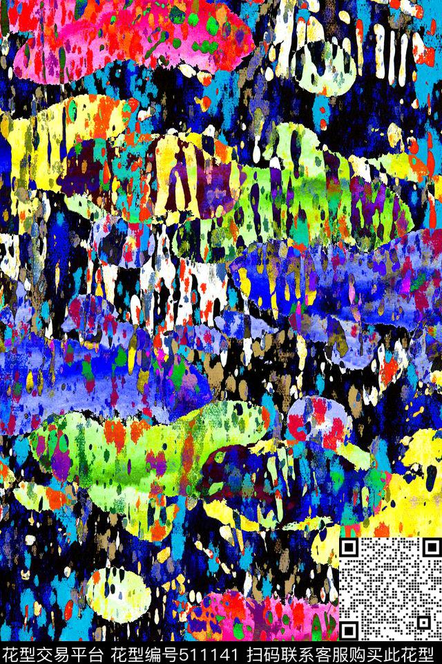 抽象泼墨水粉数码印花华亿平台下载（图片编号: 511141） - 瓦栏（Walan）