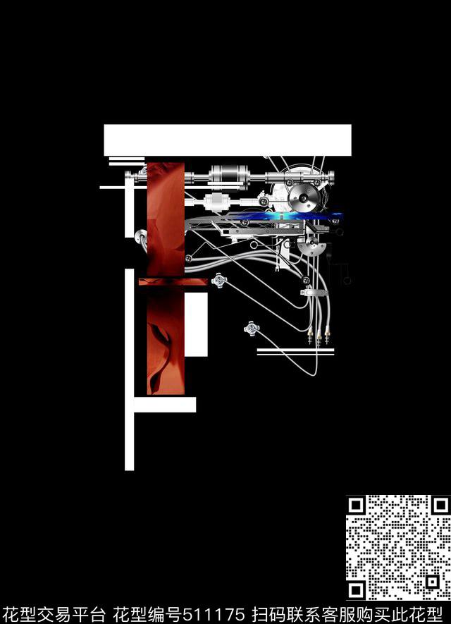 几何金属、零件、电器时尚数码印花华亿平台下载（图片编号: 511175） - 瓦栏（Walan）