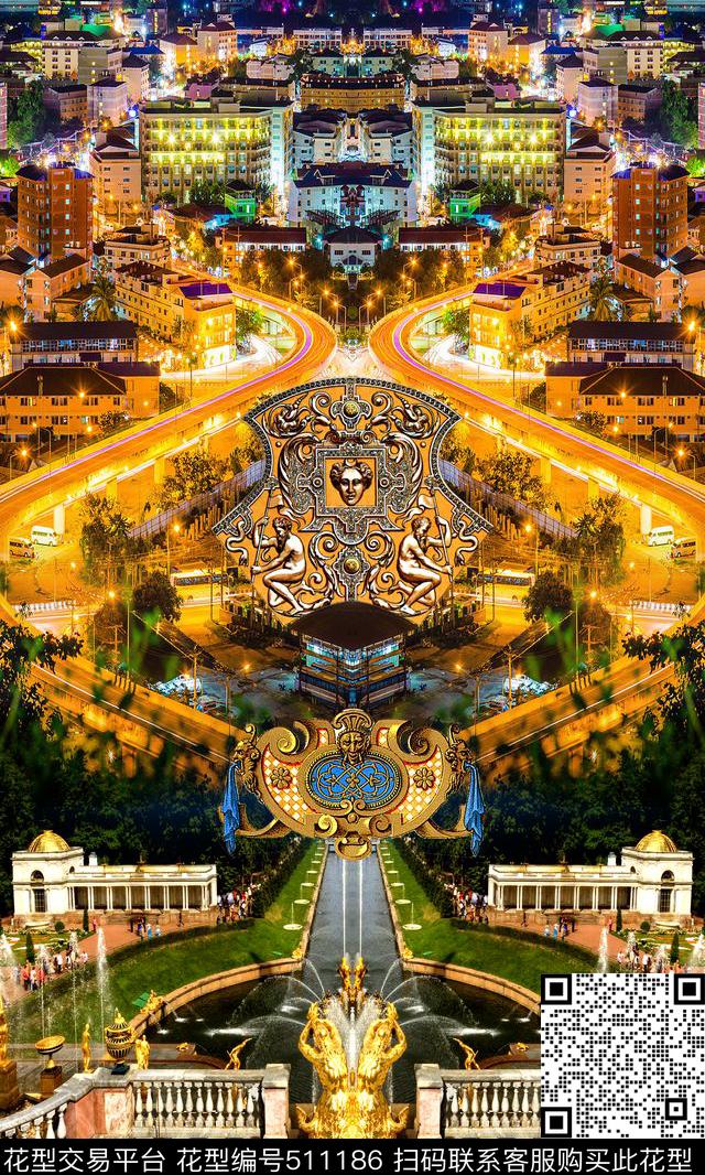 风景时尚夜景数码印花华亿平台下载（图片编号: 511186） - 瓦栏（Walan）