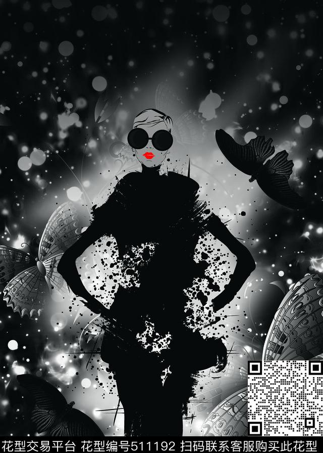 时尚个性经典黑色羽绒服数码印花华亿平台下载（图片编号: 511192） - 瓦栏（Walan）